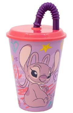 Imaginea produsului 'Pahar cu pai flexibil. Stitch Angel'