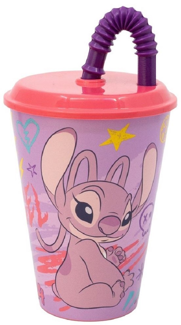 Imaginea produsului 'Pahar cu pai flexibil. Stitch Angel'