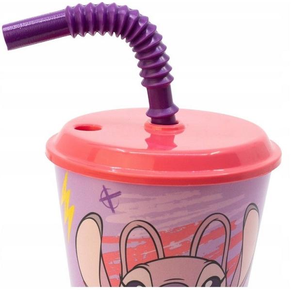 Pahar cu pai flexibil. Stitch Angel