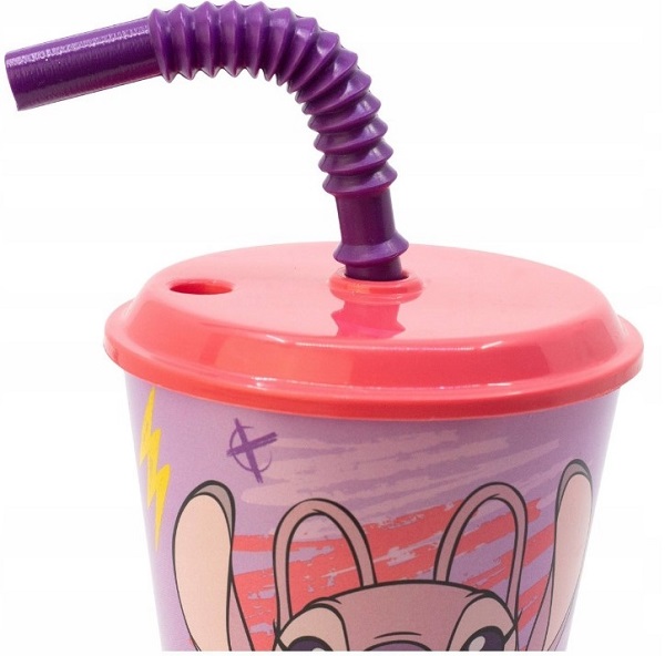 Imaginea produsului 'Pahar cu pai flexibil. Stitch Angel'