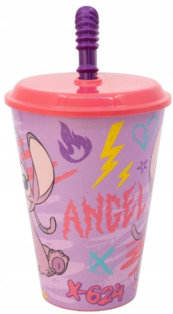 Imaginea produsului 'Pahar cu pai flexibil. Stitch Angel'