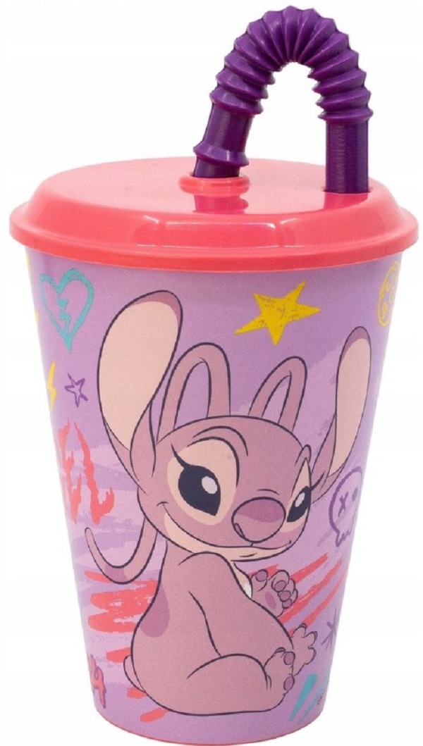 Imaginea produsului 'Pahar cu pai flexibil. Stitch Angel'