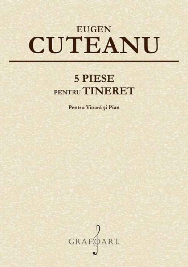 Coperta cărții '5 piese pentru tineret. Pentru vioară și pian- Eugen Cuteanu'