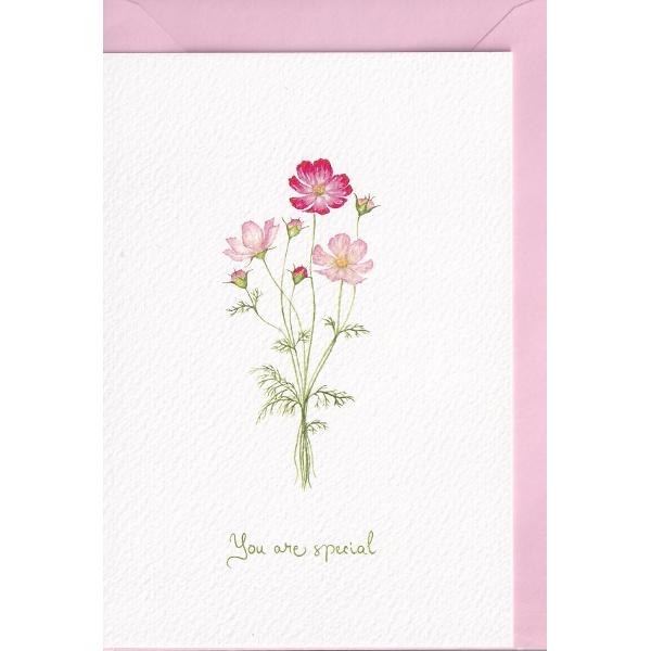 Felicitare: You are special. Flori roz. Mai Colorat