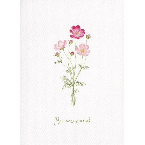 Felicitare: You are special. Flori roz. Mai Colorat