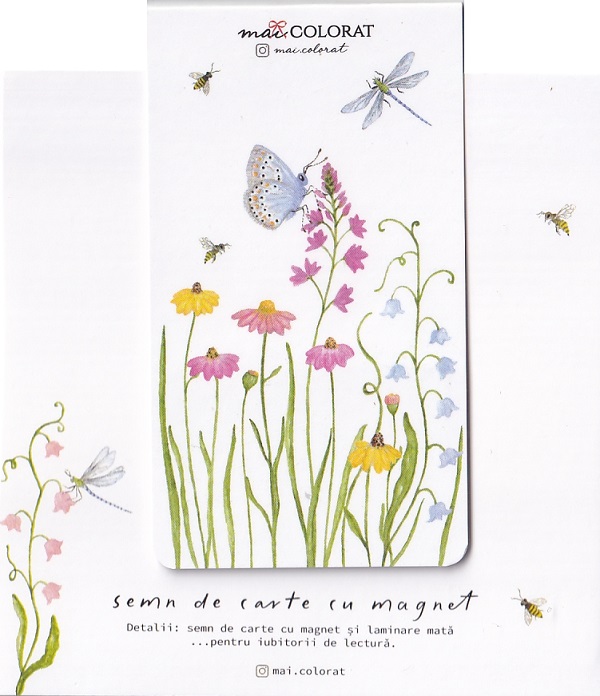 Imaginea produsului 'Semn de carte cu magnet: Flori și fluture'