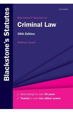 Coperta cărții 'Blackstone's Statutes on Criminal Law - Matthew Dyson'