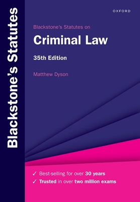 Coperta cărții 'Blackstone's Statutes on Criminal Law - Matthew Dyson'