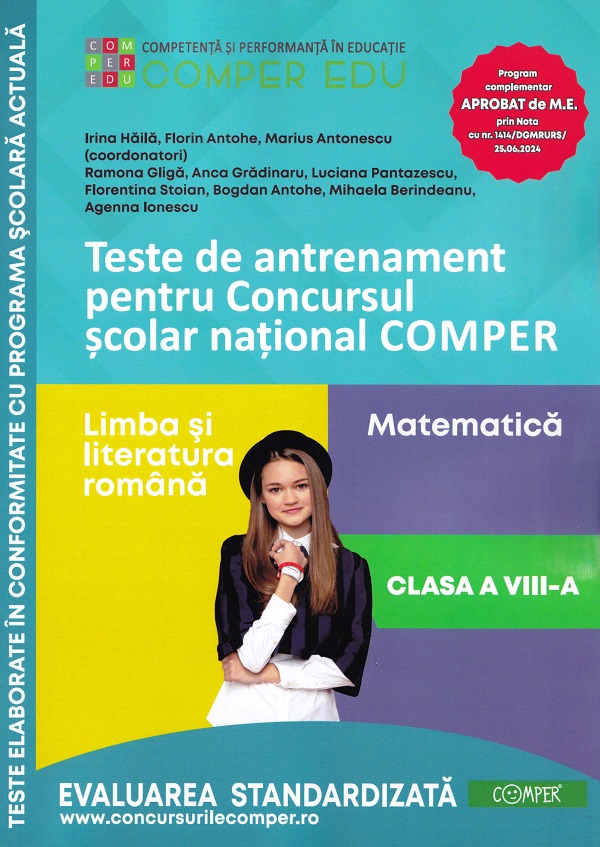 Coperta cărții 'Teste de antrenament - Clasa 8 - Concursul Comper Ed.2 - Irina Hăilă, Florin Antohe, Marius Antonescu'