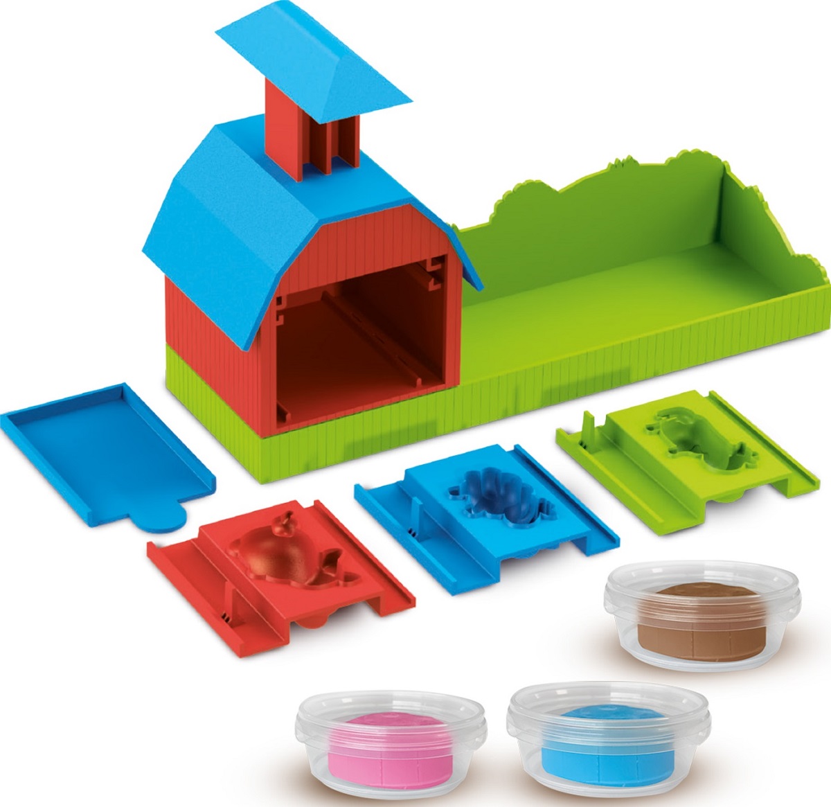 Imaginea produsului 'Fermă de jucarie cu sunete, forme de animale și plastilină'
