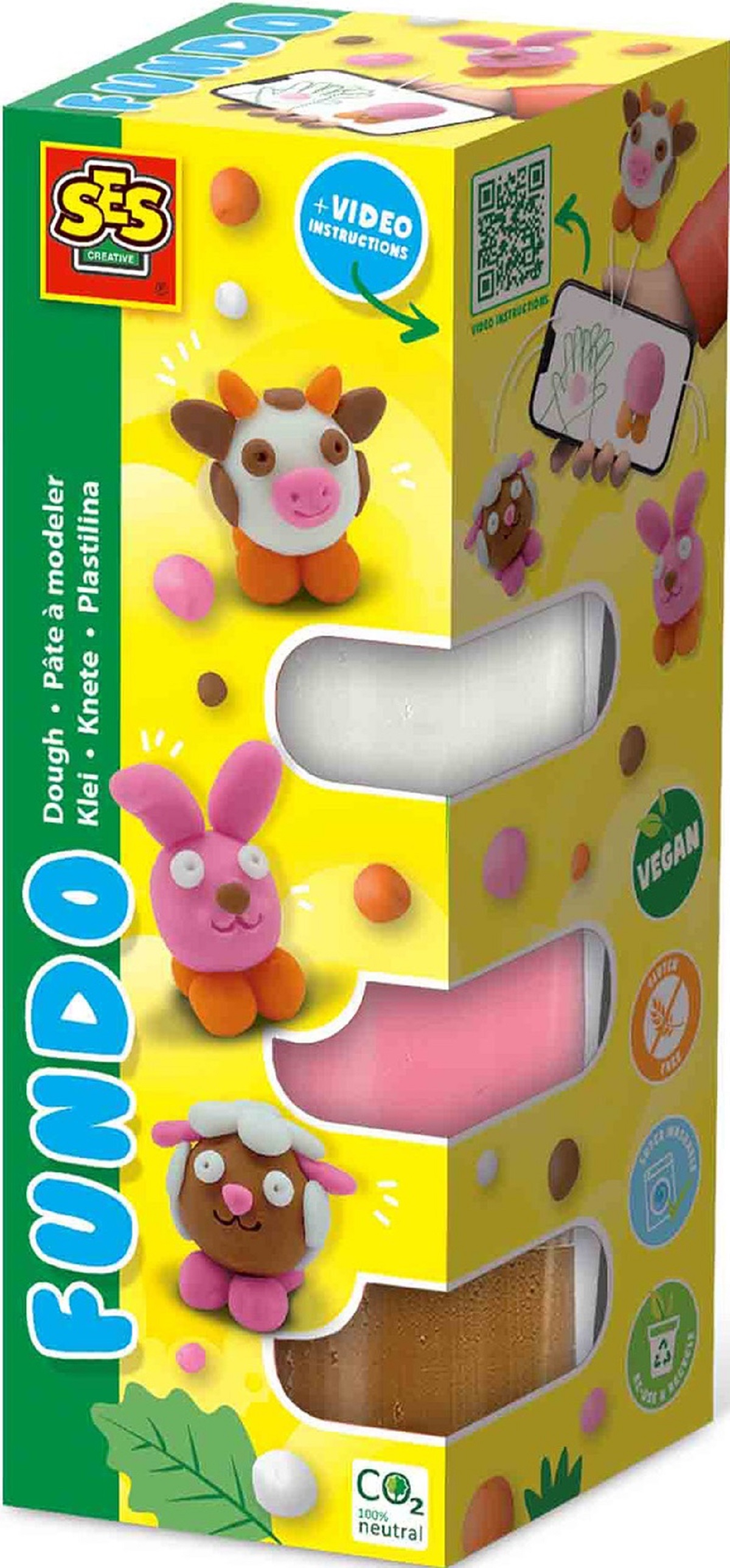 Imaginea produsului 'Plastilină colorată vegană FunDo. Animale de la fermă'