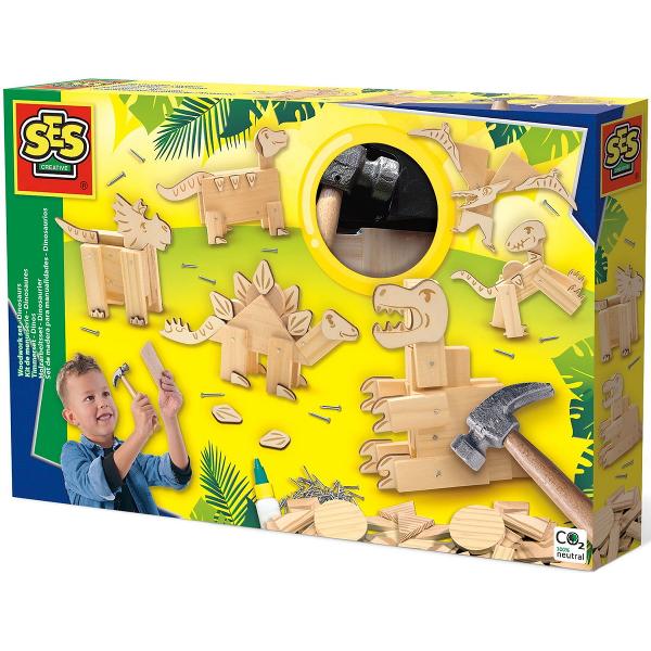 Set creativ: Dinozauri din lemn