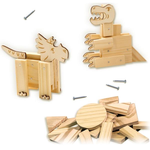 Set creativ: Dinozauri din lemn
