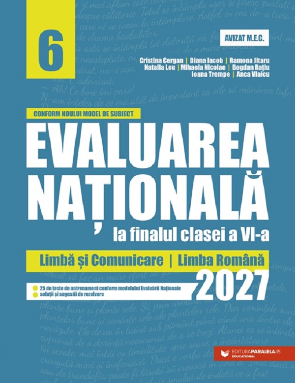 Coperta cărții 'Evaluarea Națională 2027 - Clasa 6 - Limba română - Bogdan Rațiu, Ioana Trempe, Anca Vlaicu'