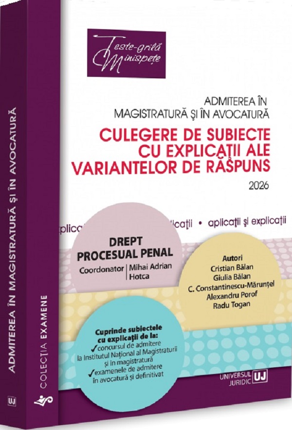 Coperta cărții 'Admiterea în magistratură și în avocatură. Drept procesual penal Ed.8 - Mihai Adrian Hotca'
