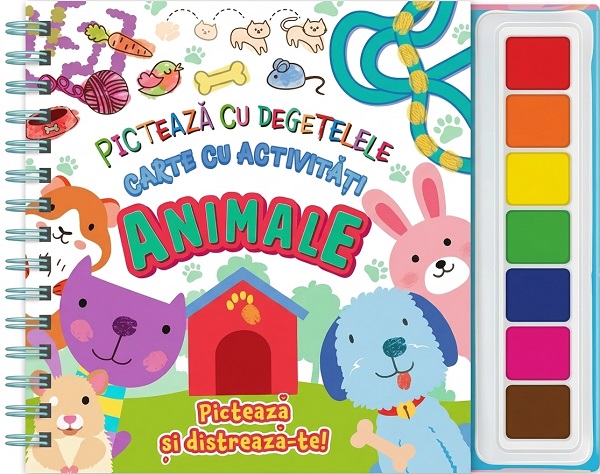 Coperta cărții 'Animale. Pictează cu degețelele. Carte cu activități'