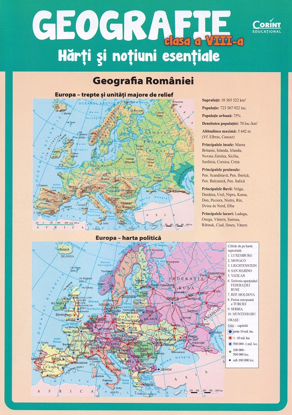 Coperta cărții 'Geografie - Clasa 8 - Hărți și noțiuni esențiale - Octavian Mândruț'