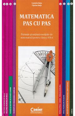 Coperta cărții 'Matematică pas cu pas - Clasa 7 - Formule și noțiuni esențiale - Camelia Neța, Ciprian Neța'