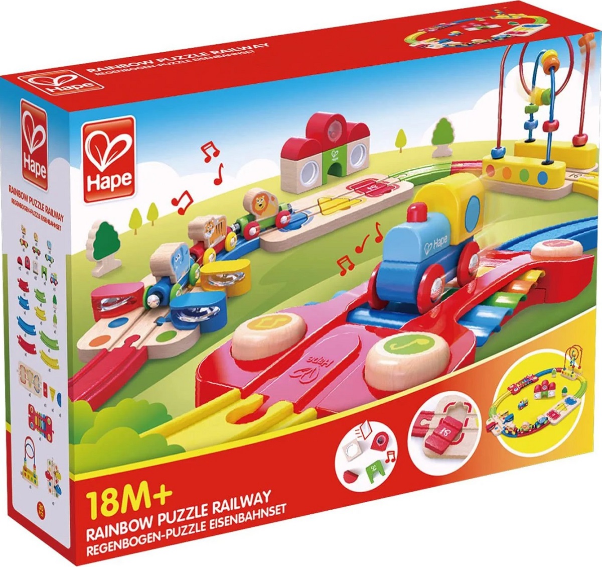 Imaginea produsului 'Jucărie din lemn: Șină de tren curcubeu cu puzzle'