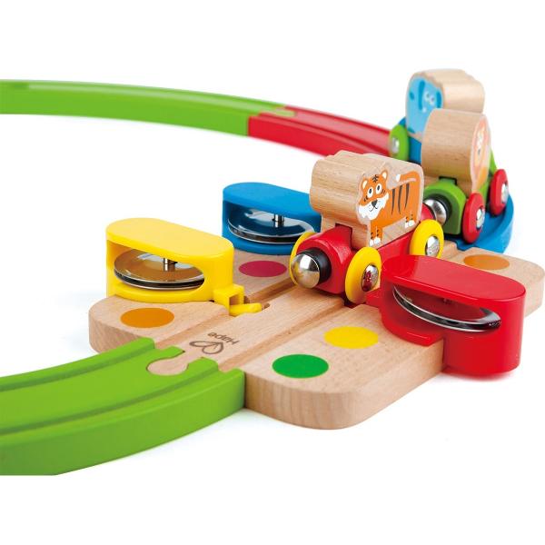 Jucarie din lemn: Sina de tren curcubeu cu puzzle