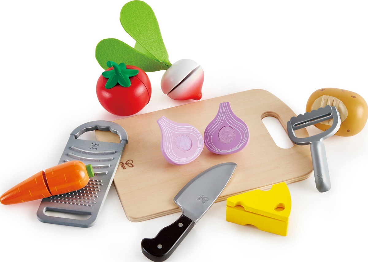 Imaginea produsului 'Jucărie din lemn: Alimente de baza de tăiat'