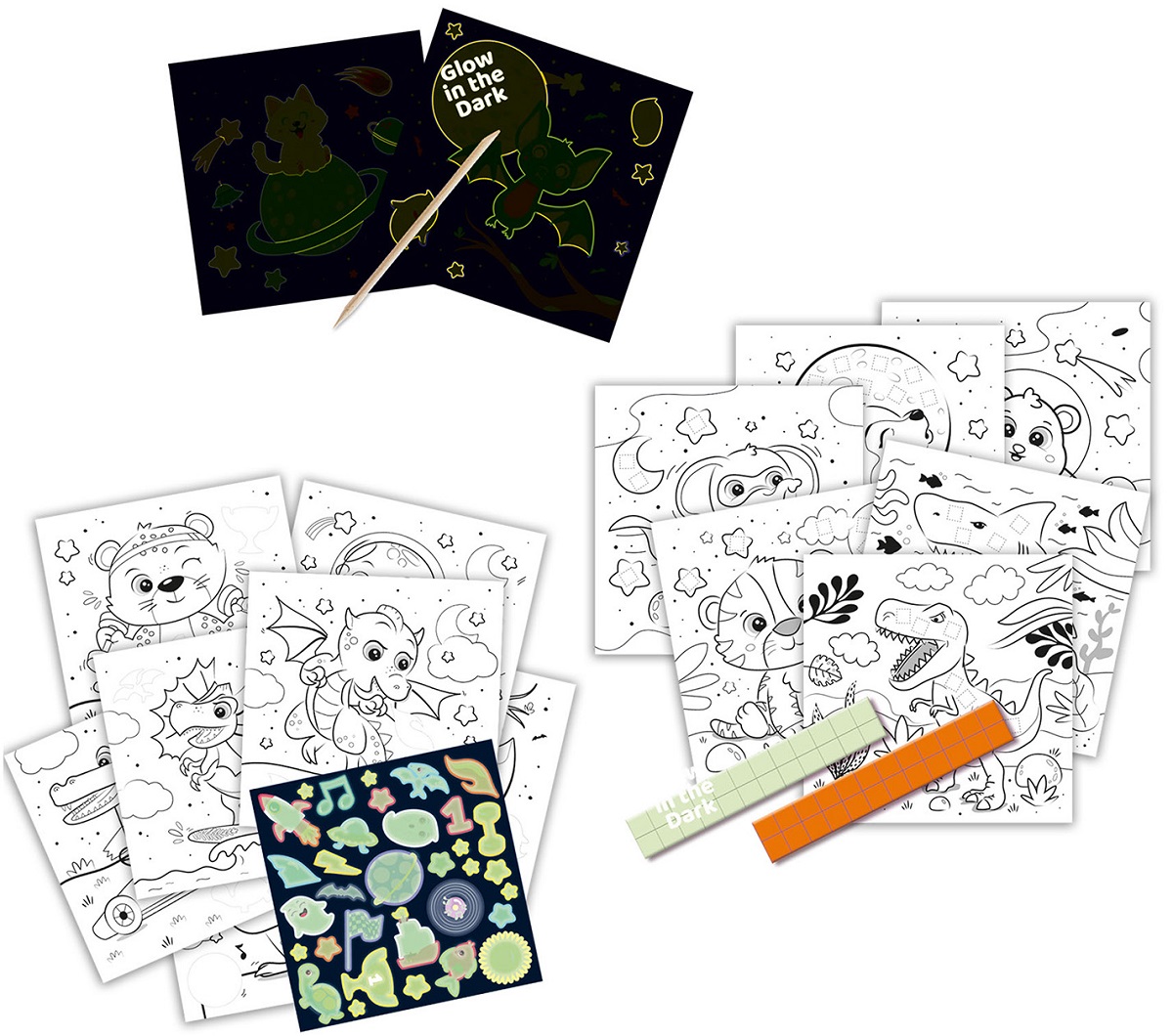 Coperta cărții 'Carte de colorat: Glow in The Dark 3 în 1'