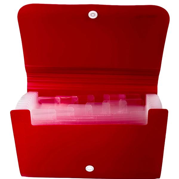 Mapa plastic A6 12 separatoare. Roz neon