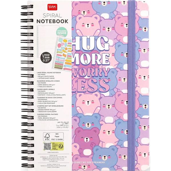  Caiet cu spirala A4. Hug more, Worry less