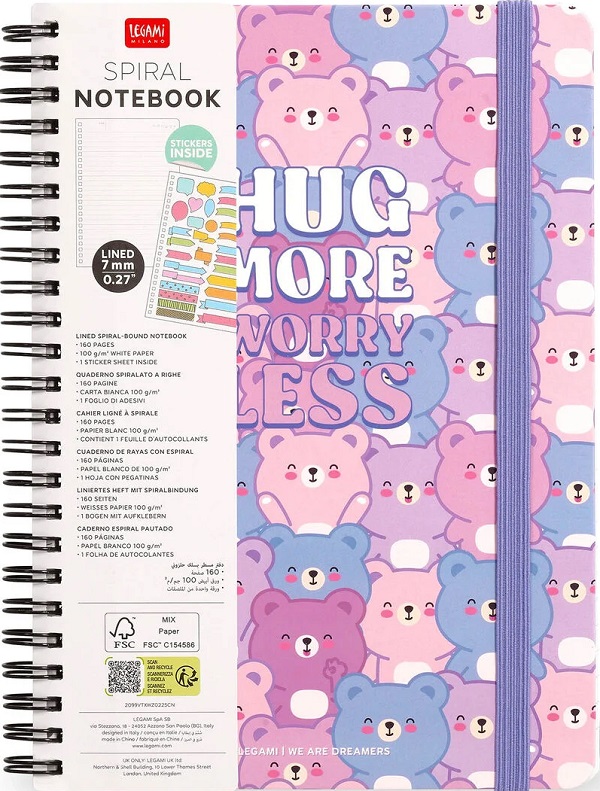Imaginea produsului 'Caiet cu spirală A4. Hug more, Worry less'