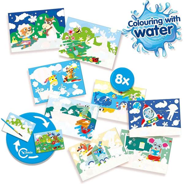 Set creativ: Coloreaza cu apa animale ascunse. Set mare