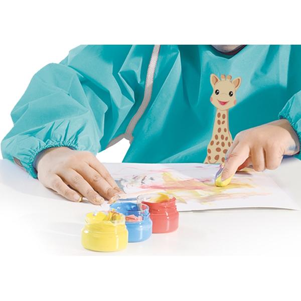 Set acuarele pentru degetele cu planse si sort. Girafa Sophie