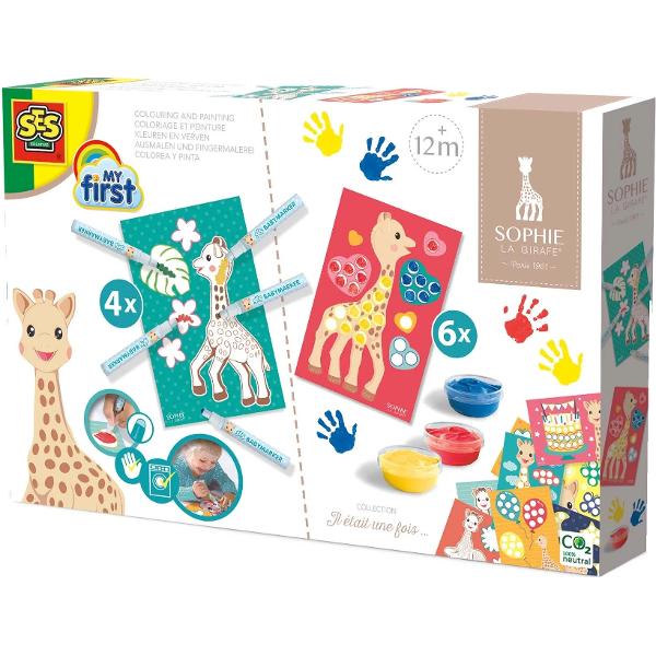 Set creativ: Coloreaza si picteaza. Girafa Sophie