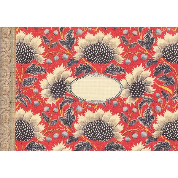 Carnet. Pattern rouge fleurs noires