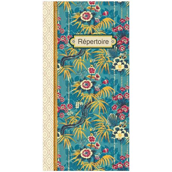 Carnet adrese. Blue pattern red flowers