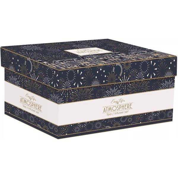 Set ceainic cu infuzor si 2 cesti portelan: Midnight Fireworks