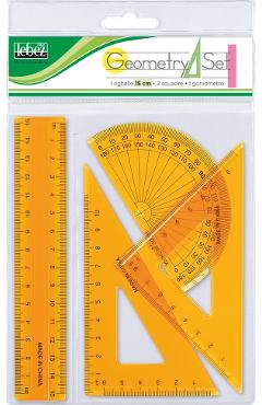 Imaginea produsului 'Set geometrie cu riglă 15 cm. Portocaliu'