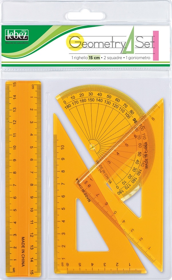 Imaginea produsului 'Set geometrie cu riglă 15 cm. Portocaliu'
