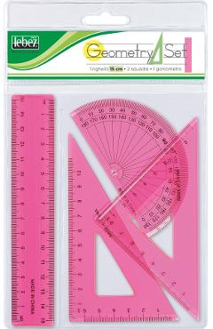 Imaginea produsului 'Set geometrie cu riglă 15 cm. Roz'