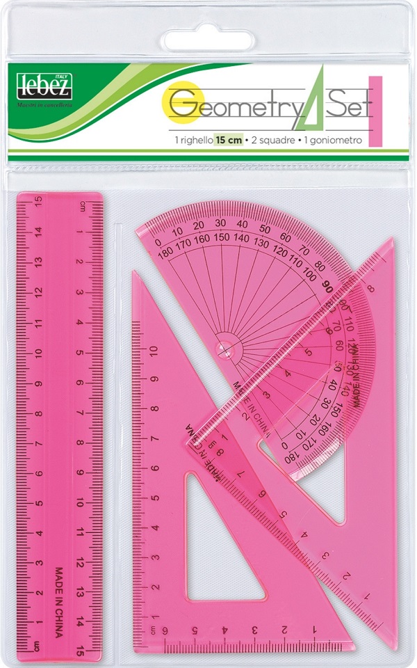 Imaginea produsului 'Set geometrie cu riglă 15 cm. Roz'