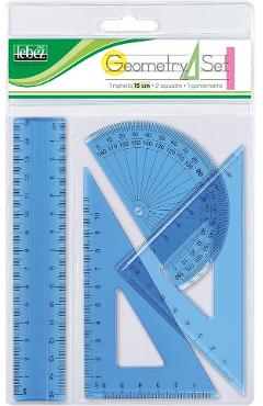 Imaginea produsului 'Set geometrie cu riglă 15 cm. Albastru'
