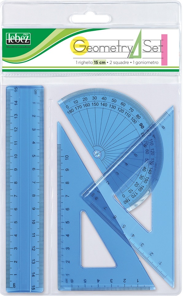 Imaginea produsului 'Set geometrie cu riglă 15 cm. Albastru'
