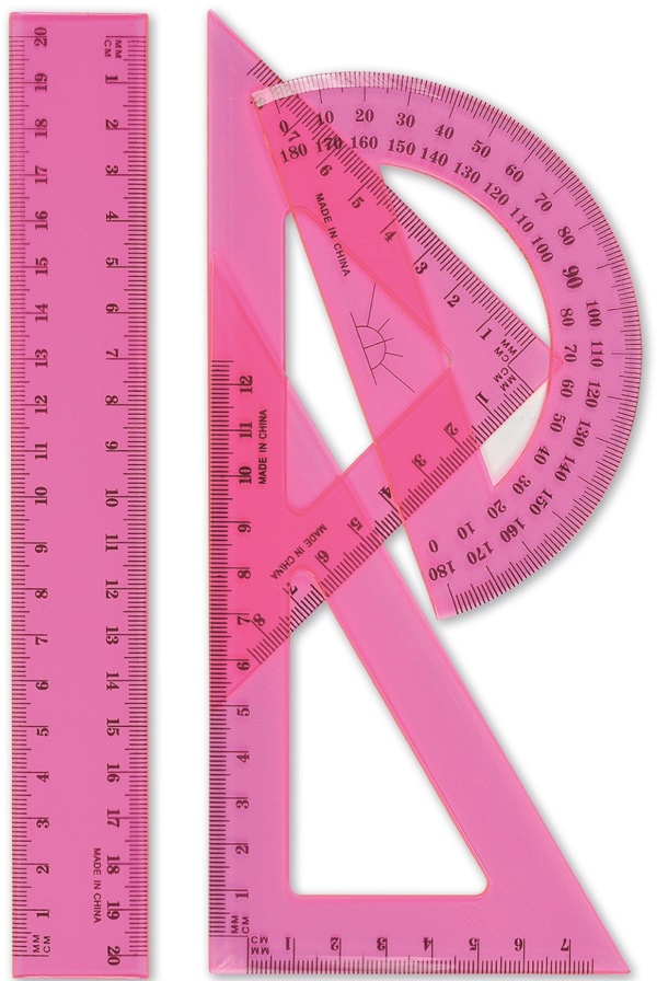 Imaginea produsului 'Set geometrie cu riglă 20 cm. Roz'