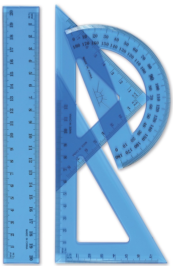 Imaginea produsului 'Set geometrie cu riglă 20 cm. Albastru'
