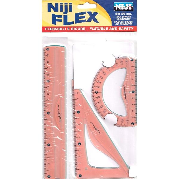 Set geometrie flexibil cu rigla 20 cm. Portocaliu
