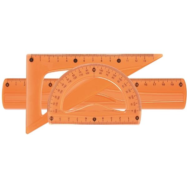 Set geometrie flexibil cu rigla 20 cm. Portocaliu