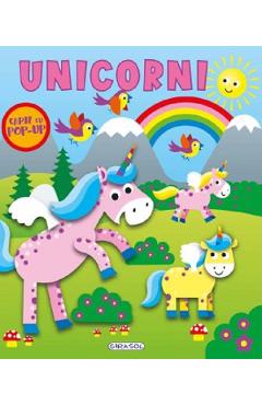 Coperta cărții 'Carte cu pop-up. Unicorni - Jordi Busquets'
