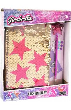 Imaginea produsului 'Jurnal secret cu paiete și pix: Girabrilla fashion. Magenta Stars'