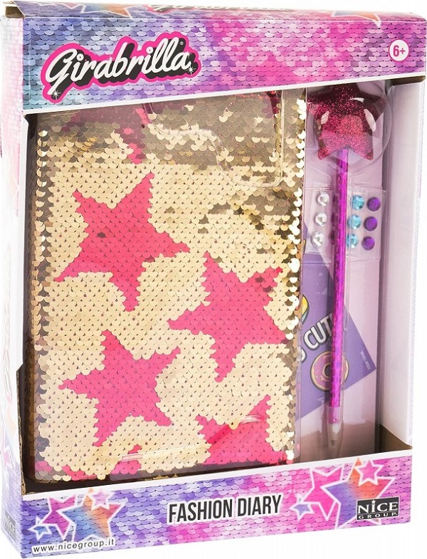 Imaginea produsului 'Jurnal secret cu paiete și pix: Girabrilla fashion. Magenta Stars'