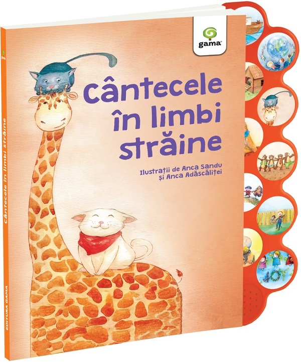 Coperta cărții 'Cântecele în limbi străine. Cântecele copilăriei cu sunete'