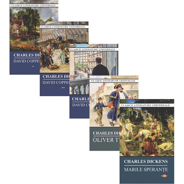Pachet 5 carti: David Copperfield 3 vol. + Marile Sperante + Oliver Twist - Charles Dickens